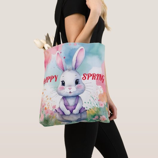 Tote Bag Bébé lapin au printemps (De près)