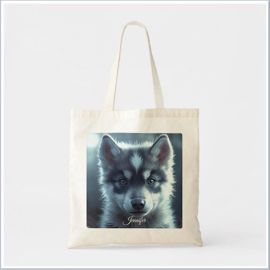 Tote Bag Bébé loup adorable au clair de lune