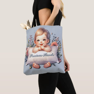 Tote Bag Bébé Mains Précieuses Boy Satin Ribbon