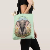 Tote Bag Bébé mignon Eléphant Calf Fleur sauvage Wanderlust (De près)