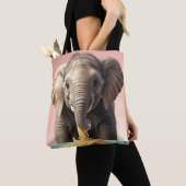 Tote Bag Bébé mignon Eléphant Manger Spaghetti (De près)