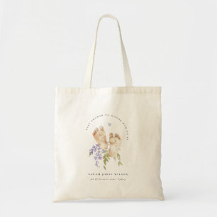 Tote Bag Bébé mignon Pieds bleu Floral Baby shower garçon