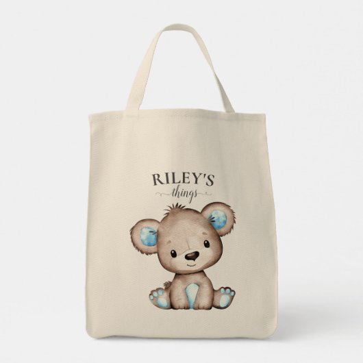 Tote Bag Bébé Monogrammé de l'ours Brown mignon (Dos)