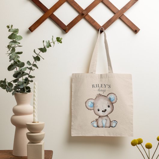 Tote Bag Bébé Monogrammé de l'ours Brown mignon