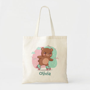 Tote Bag Bébé ours à patins à roulettes rétro