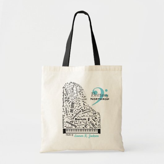 Tote Bag Bébé personnalisé Grand Piano Enseignant étudiant (Devant)