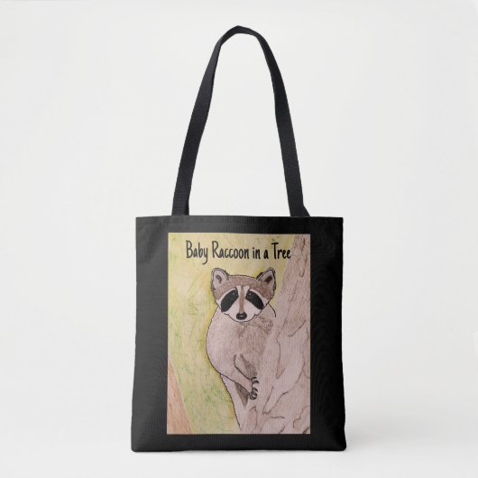 Tote Bag Bébé Raccoon dans un arbre (Devant)