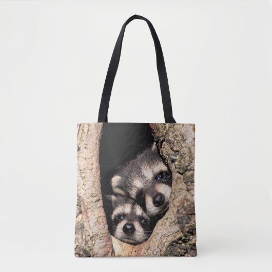 Tote Bag Bébé Raccoons se jetant dans l'arbre (Devant)