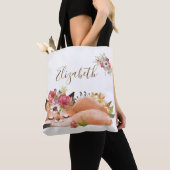 Tote Bag Bébé renard aquarelle mignon (De près)