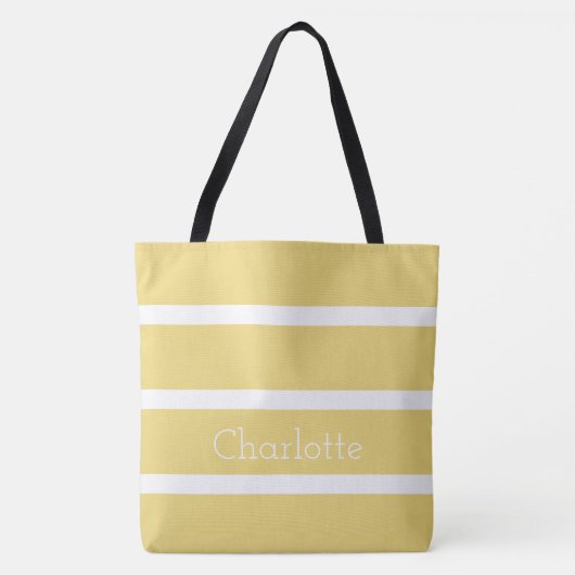 Tote Bag Bébé vintage jaune et rayures blanches (Devant)