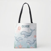 Tote Bag Bébés baleines et méduses mignons  (Devant)