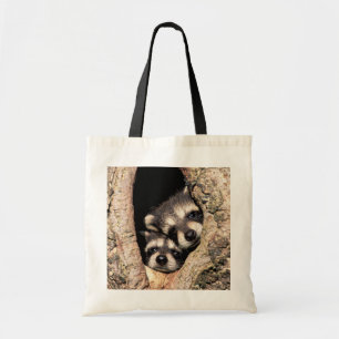 Tote Bag Bébés ratons laveurs regardant hors d'un arbre