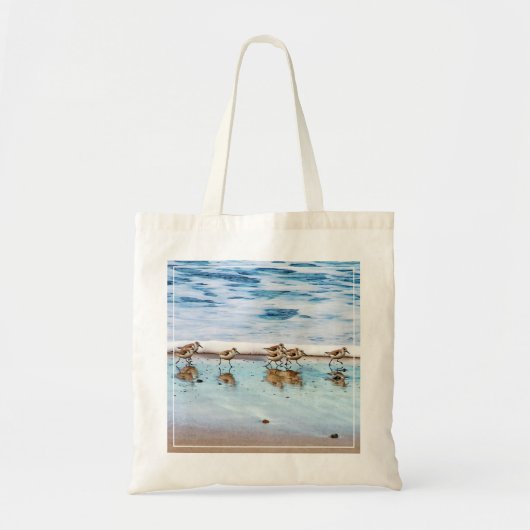 Tote Bag Bécasseaux fonctionnant le long de la plage (Devant)