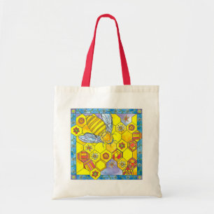 Tote Bag Bee Honeypeb Daisy Aquarelle Fleurs géométriques