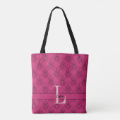 Tote Bag Beet Purple & Pink Hearts Monogramme et nom (Dos)