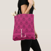 Tote Bag Beet Purple & Pink Hearts Monogramme et nom (De près)