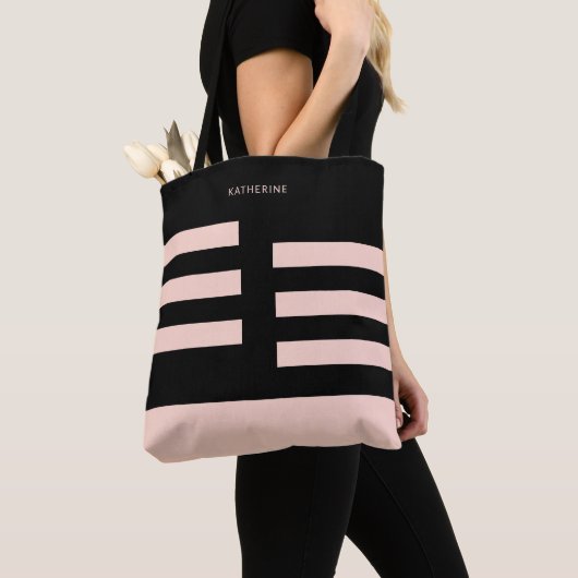 Tote Bag Beige Black Modern Trendy Stylish (De près)