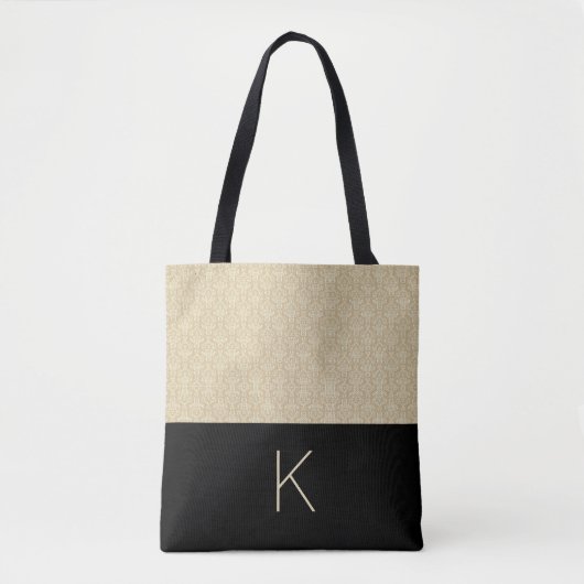 Tote Bag Beige et noir (Devant)