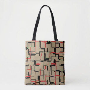 Tote Bag Beige rouge cool Noir