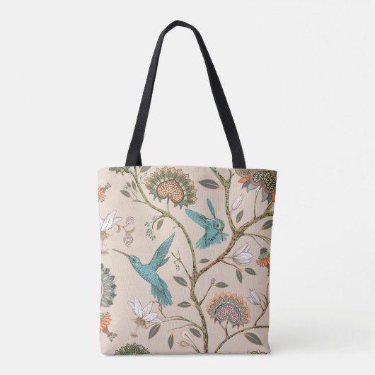 Tote Bag Beige seamless pattern with stylized flowers and b (Dos)