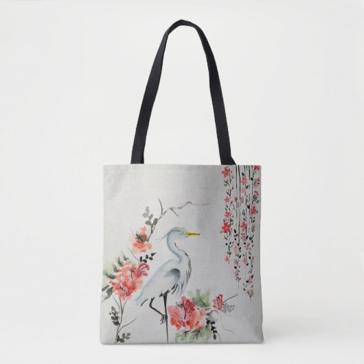 Tote Bag bel oiseau asiatique de grue (Devant)