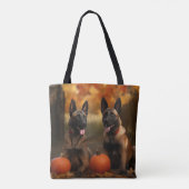 Tote Bag Belge Malinoi Puppy Automne Citrouille de plaisir (Dos)