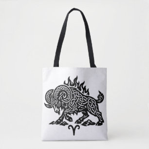 Tote Bag Bélier Fire‑Bélier – Encre Hantée Celtique Zodiaqu