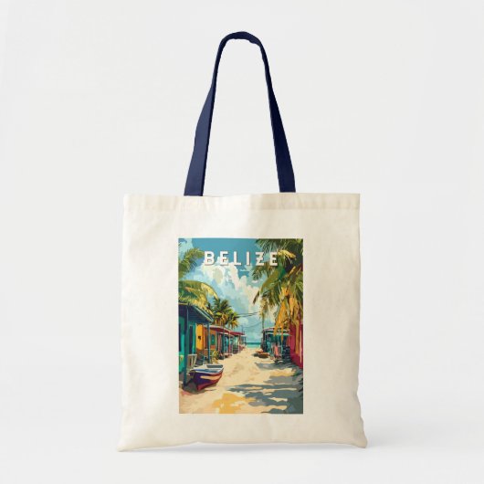 Tote Bag Belize Illustration Voyage Art Vintage (Devant)