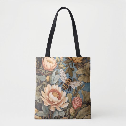Tote Bag Belle Abeille De Jardin Avec Fleurs Protea (Devant)