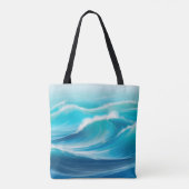 Tote Bag Belle Abstraite Bleue Douce Océan Vagues de Splash (Dos)