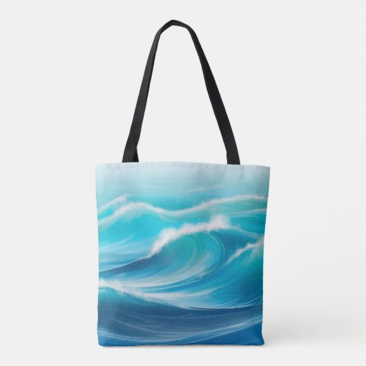 Tote Bag Belle Abstraite Bleue Douce Océan Vagues de Splash (Dos)