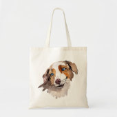 Tote Bag Belle aquarelle Bleu Eyed Australien Shepherd (Devant)