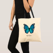 Tote Bag Belle aquarelle bleue 3D papillon (Devant (produit))
