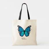 Tote Bag Belle aquarelle bleue 3D papillon (Dos)