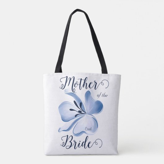 Tote Bag Belle aquarelle Fleur Bleue Mère de Mariée (Dos)
