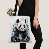 Tote Bag Belle aquarelle Panda Bear (De près)