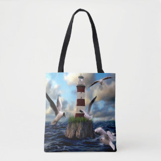 Tote Bag Belle aquarelle phare scène