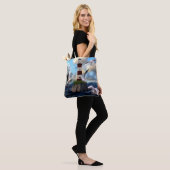 Tote Bag Belle aquarelle phare scène (Sur le modèle)