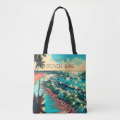 Tote Bag Belle BD Pop Art Style Plage Scène (Devant)