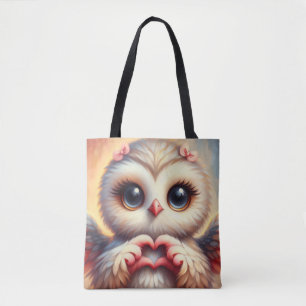 Tote Bag Belle Chouette Coeur d'Amour