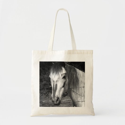 Tote Bag Belle copie noire et blanche de cheval (Devant)