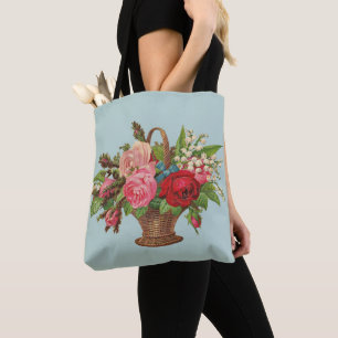 Tote Bag belle corbeille de fleurs victoriennes