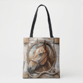 Tote Bag Belle Corde de Cheval Carving Bois (Devant)