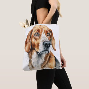 TOTE BAG BELLE COULEUR D'EAU CHIEN FOXHOTEL AMÉRICAIN