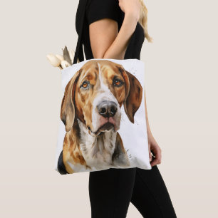 TOTE BAG BELLE COULEUR D'EAU CHIEN FOXHOTEL AMÉRICAIN