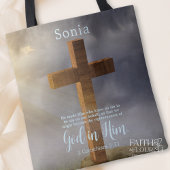 Tote Bag Belle Croix en bois Écriture personnalisée