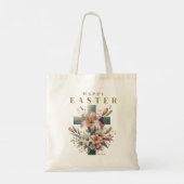 Tote Bag Belle Croix Florale Joyeux Pâques chrétien (Dos)