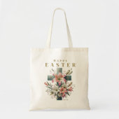 Tote Bag Belle Croix Florale Joyeux Pâques chrétien (Devant)