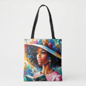 Tote Bag Belle Dame Avec Sa Bible Florale (Devant)