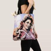 Tote Bag Belle danseuse de flamenco espagnole en Poka Rouge (De près)